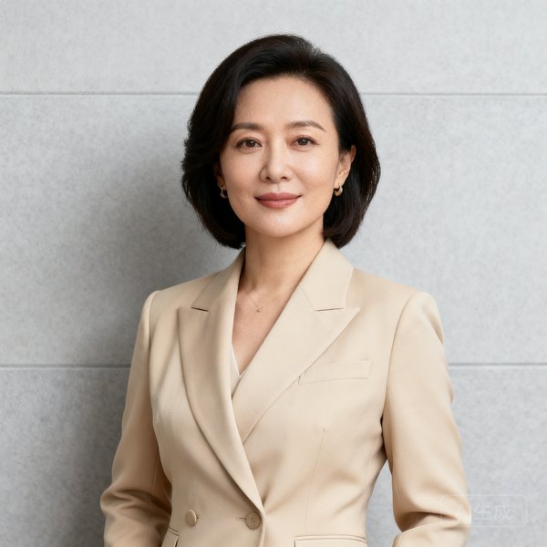 AG贵宾厅集团联合创始人兼首席服务官林婉清女士，身穿米色职业套装，气质干练优雅